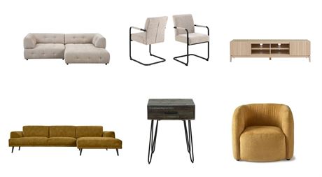 EXCLUSIVE LIVING OVERSTOCK - Sofa's, Chairs, TV Stands - 319 items, Total Retail €68.455